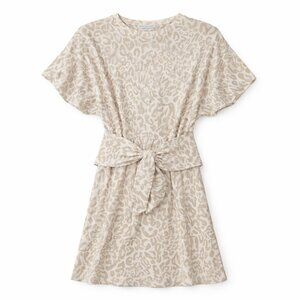 Rebecca Minkoff Leopard Print Tie-Waist Dress | XS | Neutral Animal Print Mini